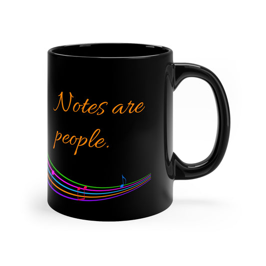 "Musical Notes are People" Black Coffee Mug, 11oz