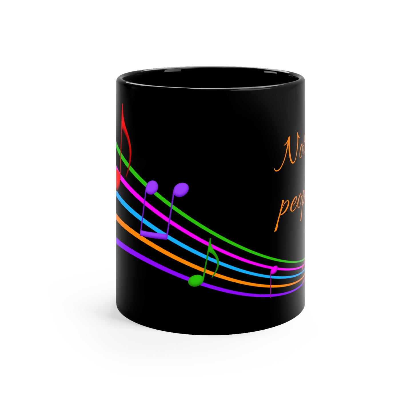 "Musical Notes are People" Black Coffee Mug, 11oz