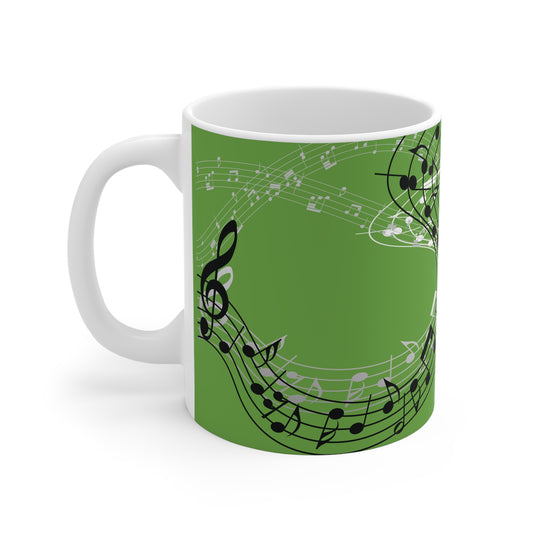 "In My Universe, Musical Notes are People" - Green 11oz White Mug