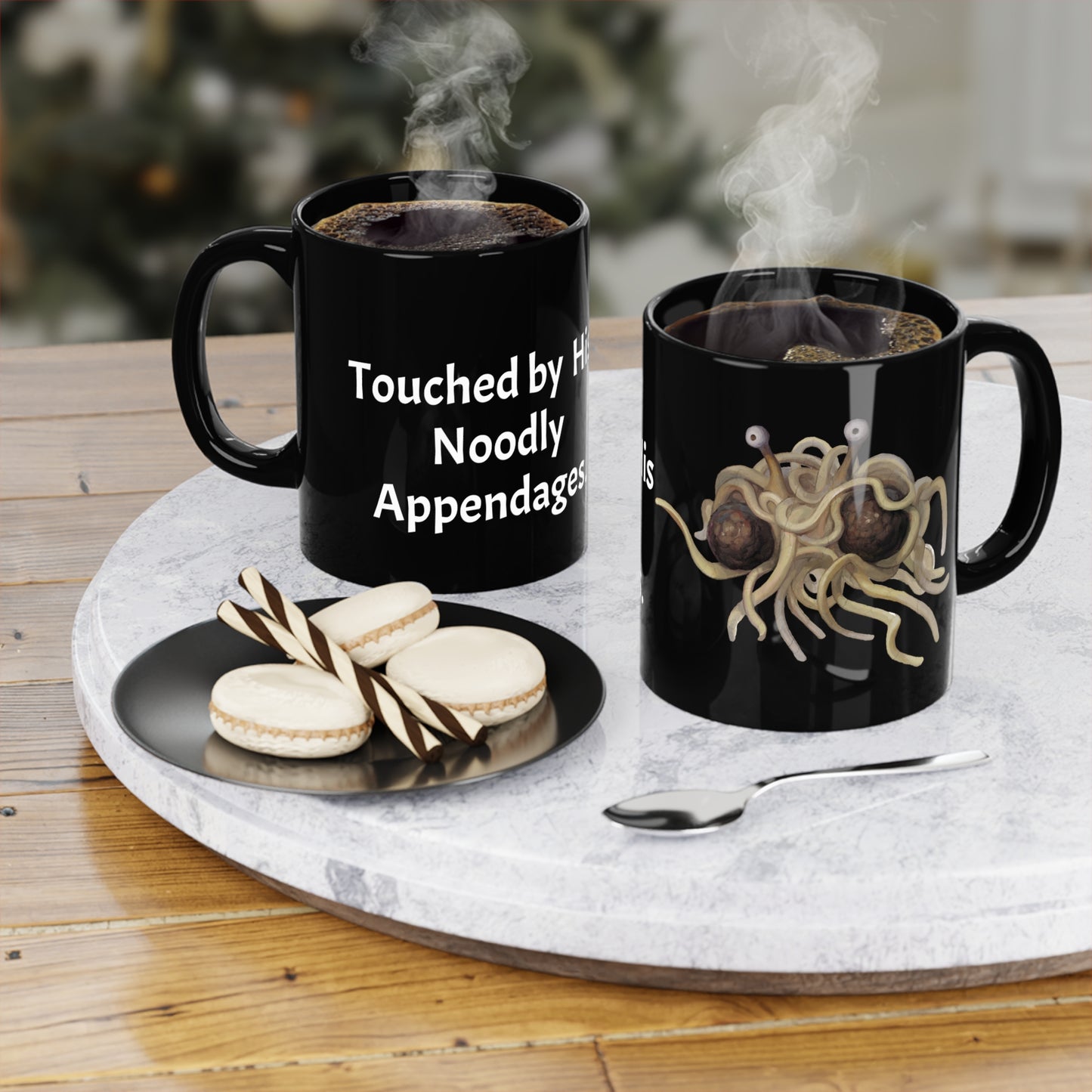 Touched by the Flying Spaghetti Monster Black Coffee Mug