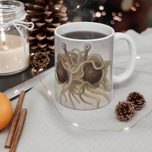 Flying Spaghetti Monster 11oz White Ceramic Mug