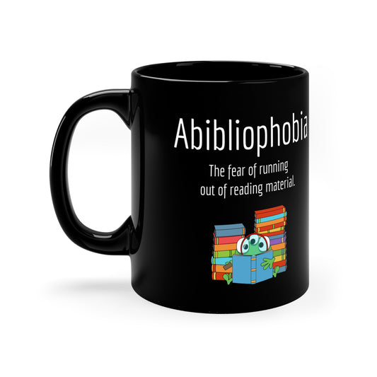 "Abibliophobia" Black Coffee Mug, 11oz