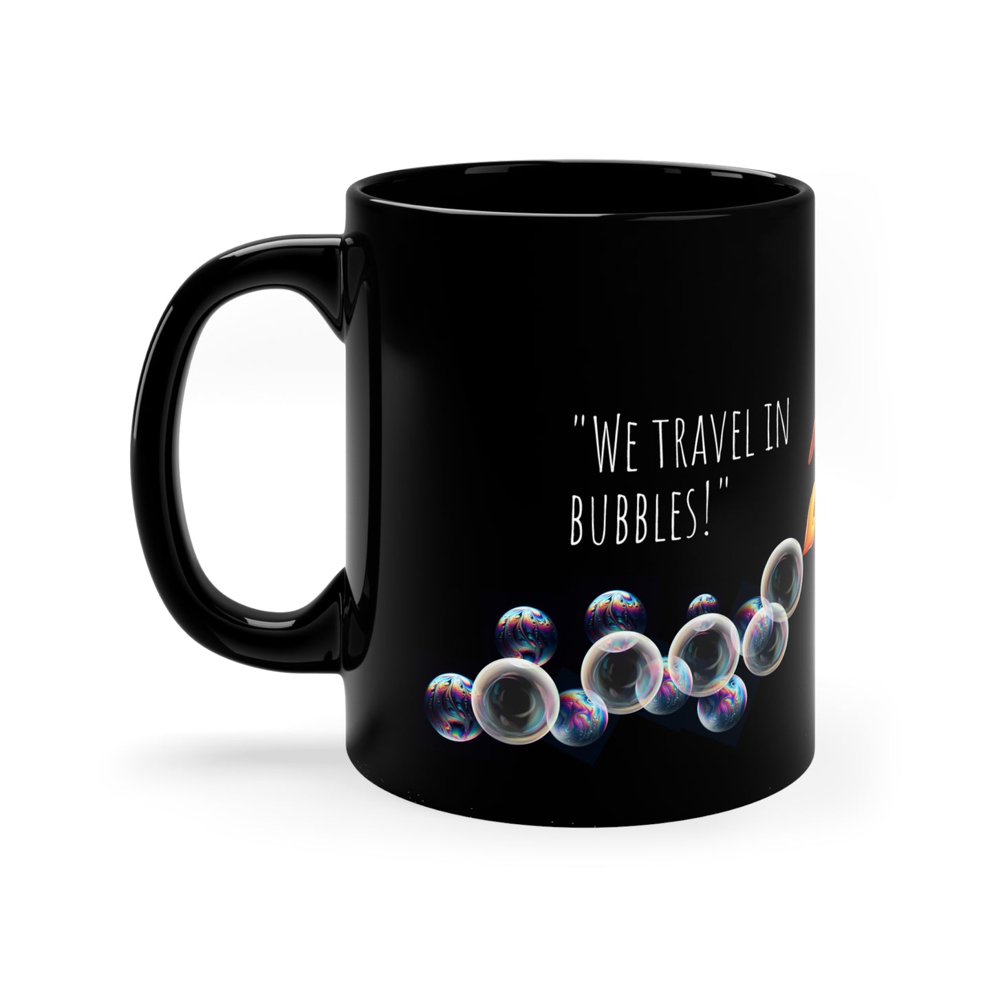 Space Croissant Shuttle Black Coffee Mug, 11oz